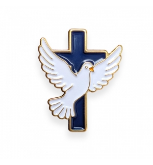 Pin's croix et colombe