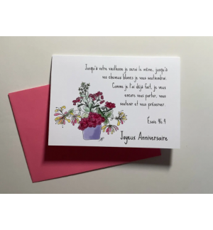 Carte Double"Joyeux Anniversaire" | Vase chèvrefeuille avec Esaïe 46.4 