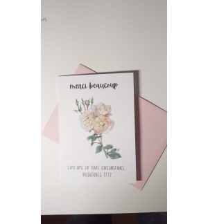 Carte Double Merci Beaucoup -Rosier Proverbes 17v17