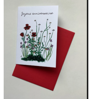 Carte Double Anniversaire - Fleurs des Champs