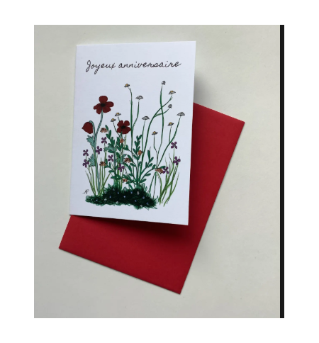 Carte Double Anniversaire - Fleurs des Champs Carte Double Anniversaire - Fleurs des Champs