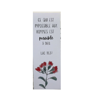  Signet Fleurs Rouges avec verset Luc 18v27