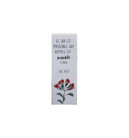 Signet Fleurs Rouges avec verset Luc 18v27 Signet Fleurs Rouges avec verset Luc 18v27