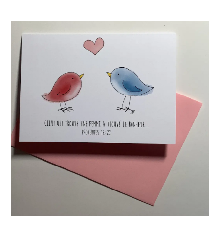 Carte Double Oiseaux Avec Verset Proverbes 18v22 Carte Double Oiseaux Avec Verset Proverbes 18v22