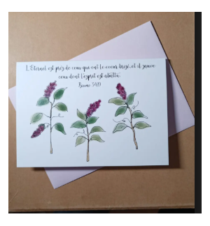 Carte Double  Sincères Condoléances Lilas Avec Verset Psaume 34v19