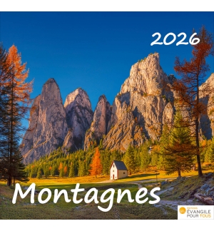 Calendrier montagnes 2026 - A poser - 12 photos couleurs avec versets
