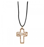 Collier croix ichtus en bois d'olivier