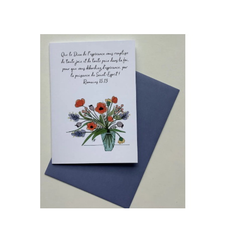 Carte Double Vase Coquelicots Avec Verset Romains 15v13