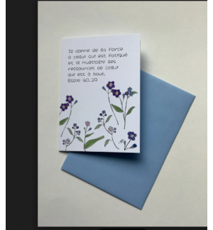 Carte Double Myosotis Avec Verset Esaie 40v29