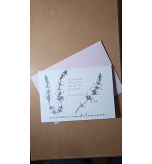 Carte Double  Sincères Condoléances Muflier Verset Psaume 145v18