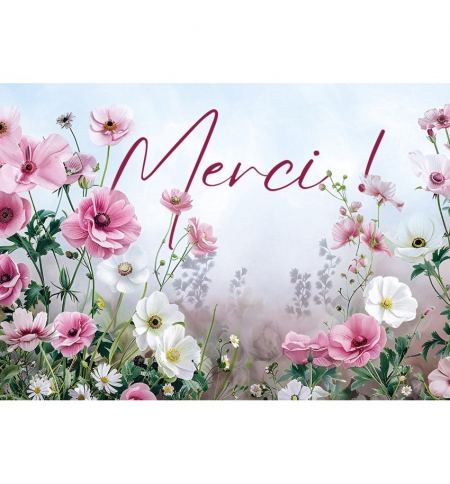 Mini-carte Fleurs roses et blanches Mini-carte Fleurs roses et blanches