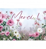 Mini-carte Fleurs roses et blanches