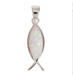 Pendentif Ichtus en argent et nacre blanche