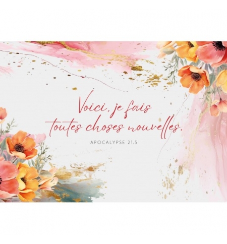Carte Avec Verset Fleurs en aquarelle Carte Avec Verset Fleurs en aquarelle