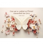 Carte Avec Verset Papillon et fleurs en origami