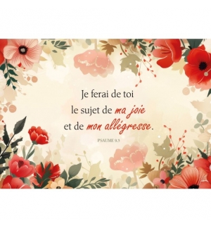 Carte Avec Verset Cadre fleurs rouges aquarelle