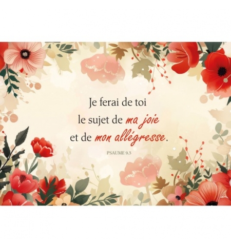 Carte Avec Verset Cadre fleurs rouges aquarelle