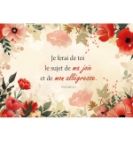 Carte Avec Verset Cadre fleurs rouges aquarelle