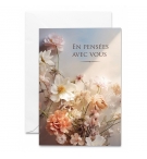 Carte Double Condoléances Bouquet de fleurs sur une table