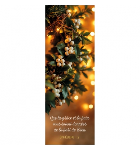 Signet Branche de houx et lumières de Noël