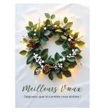 Carte Fin D'année Couronne végétale sur fond blanc