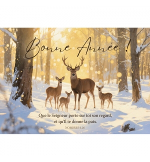 Carte Fin D'année Famille de cerfs dans la forêt Carte Fin D'année Famille de cerfs dans la forêt