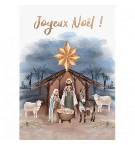 Carte Joyeux Noël Crèche peinte Carte Joyeux Noël Crèche peinte