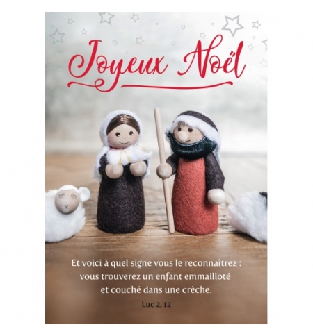 CARTE Fin d'année Figurine de crèche sur une table CARTE Fin d'année Figurine de crèche sur une table