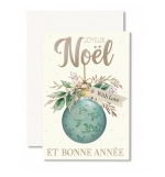 Carte Double  JN-BA Boule de Noël verte