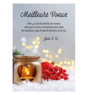 CARTE Fin d'année Bougie en coeur avec baies