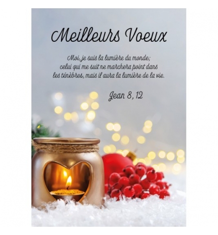 CARTE Fin d'année Bougie en coeur avec baies CARTE Fin d'année Bougie en coeur avec baies