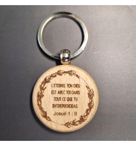 Porte-clés bois – Josué 1:9