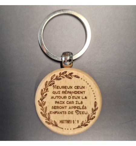 Porte-clés bois – Matthieu 5 : 9