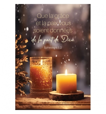 Carte Fin D'année Bougies sous la neige