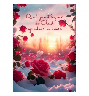 CARTE Fin d'année Roses dans la neige
