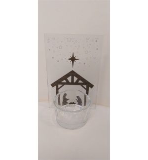 Bougeoir en verre avec motif - Nativité