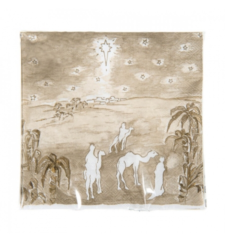 Serviettes en papier "Suivez l'étoile" couleur beige