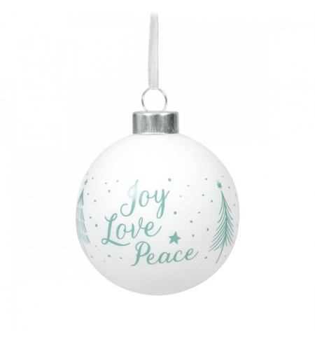 Boule de Noël en verre "Joy, Love, Peace"