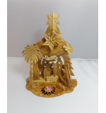 Crêche de Noël en bois avec carillons