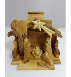 Crêche de Noël en bois (moyen modèle)