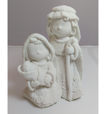 Sainte famille enfantin en résine blanc 15cm