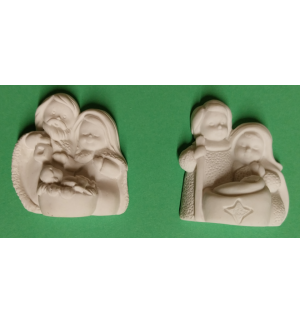 Lot de 2 Sainte famille en résine/blanc 4cm