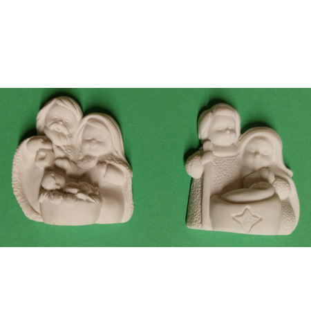 Lot de 2 Sainte famille en résine/blanc 4cm