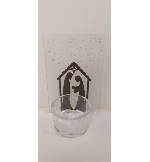 Bougeoir en verre avec motif - Nativité