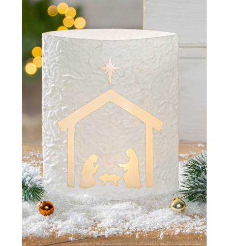 Bougeoir LED (à pile)- Motif Nativité assorti 