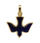  Médaille Colombe/bleu emaillé - laiton 3µm Plaqué Or (14x17mm)