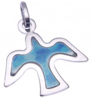 Pendentif/colombe/émaillée - Argent 925‰ rhodié (17x20mm)