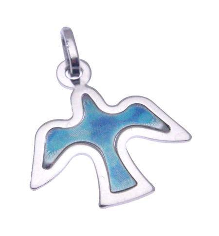 Pendentif/colombe/émaillée - Argent 925‰ rhodié (17x20mm)