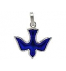  Médaille Colombe/bleu émaillé - argent 925% rhodié (14x16mm)