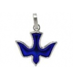  Médaille Colombe/bleu émaillé - argent 925% rhodié (14x16mm)